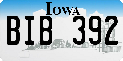 IA license plate BIB392