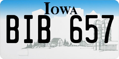 IA license plate BIB657