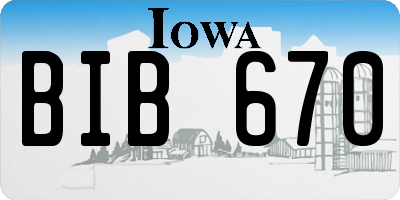 IA license plate BIB670