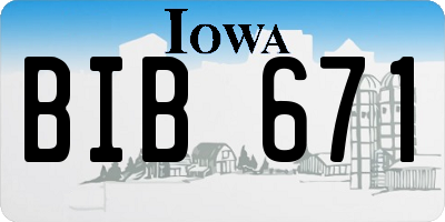 IA license plate BIB671