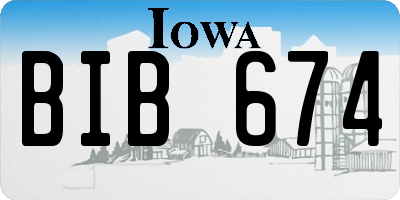 IA license plate BIB674