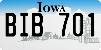 IA license plate BIB701
