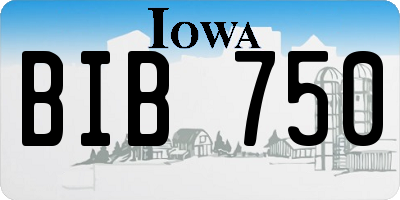 IA license plate BIB750