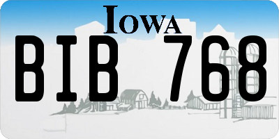 IA license plate BIB768