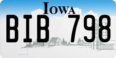 IA license plate BIB798