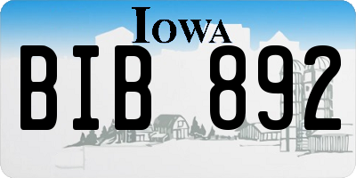 IA license plate BIB892