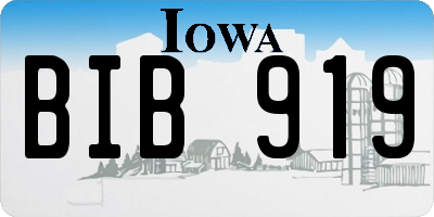 IA license plate BIB919