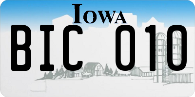 IA license plate BIC010