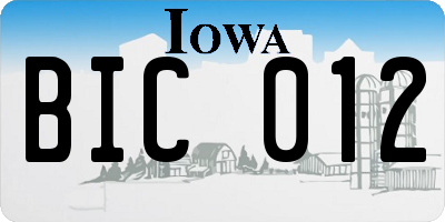 IA license plate BIC012