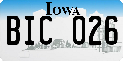 IA license plate BIC026