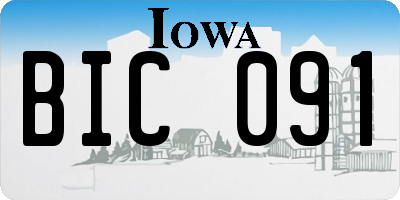 IA license plate BIC091