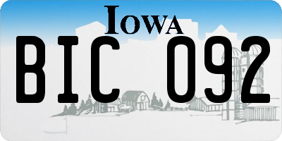 IA license plate BIC092