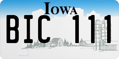 IA license plate BIC111