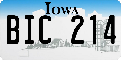 IA license plate BIC214