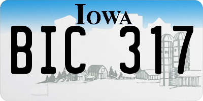 IA license plate BIC317