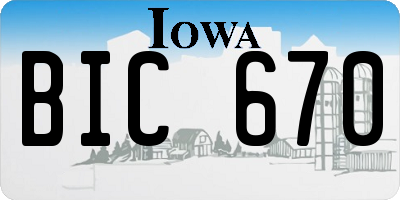 IA license plate BIC670