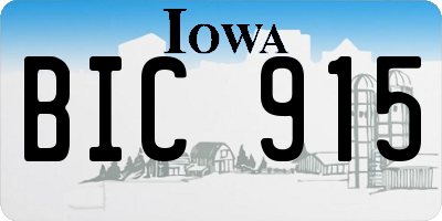 IA license plate BIC915