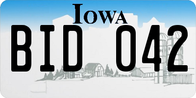 IA license plate BID042