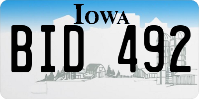 IA license plate BID492