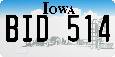 IA license plate BID514