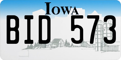 IA license plate BID573