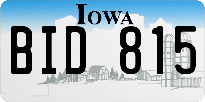 IA license plate BID815