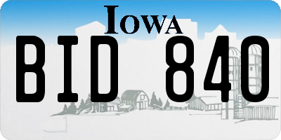 IA license plate BID840