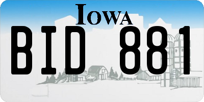 IA license plate BID881