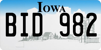 IA license plate BID982
