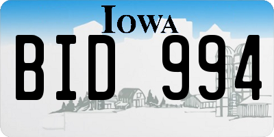 IA license plate BID994