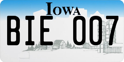 IA license plate BIE007