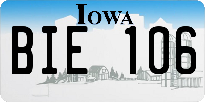 IA license plate BIE106