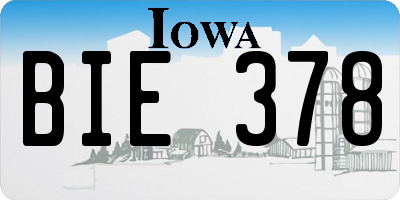 IA license plate BIE378