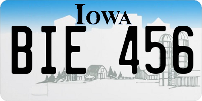 IA license plate BIE456