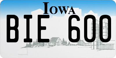 IA license plate BIE600