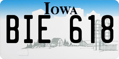 IA license plate BIE618