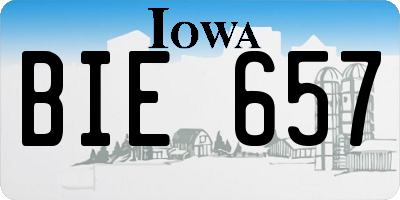 IA license plate BIE657