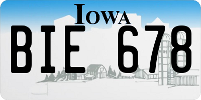 IA license plate BIE678