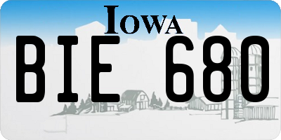 IA license plate BIE680