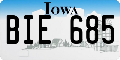 IA license plate BIE685