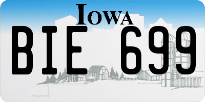 IA license plate BIE699