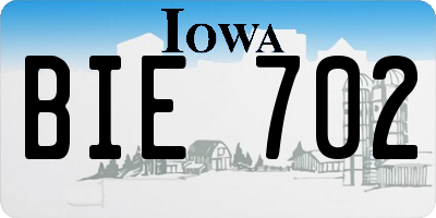 IA license plate BIE702