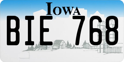 IA license plate BIE768