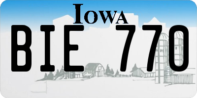 IA license plate BIE770