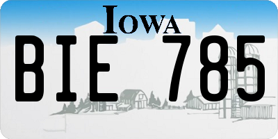 IA license plate BIE785