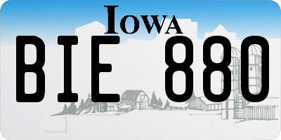 IA license plate BIE880