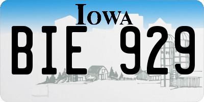 IA license plate BIE929
