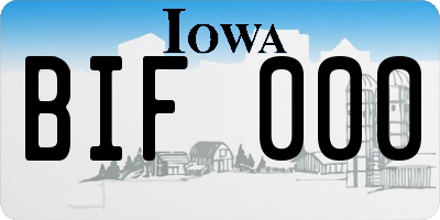 IA license plate BIF000