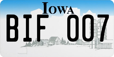 IA license plate BIF007