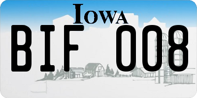IA license plate BIF008